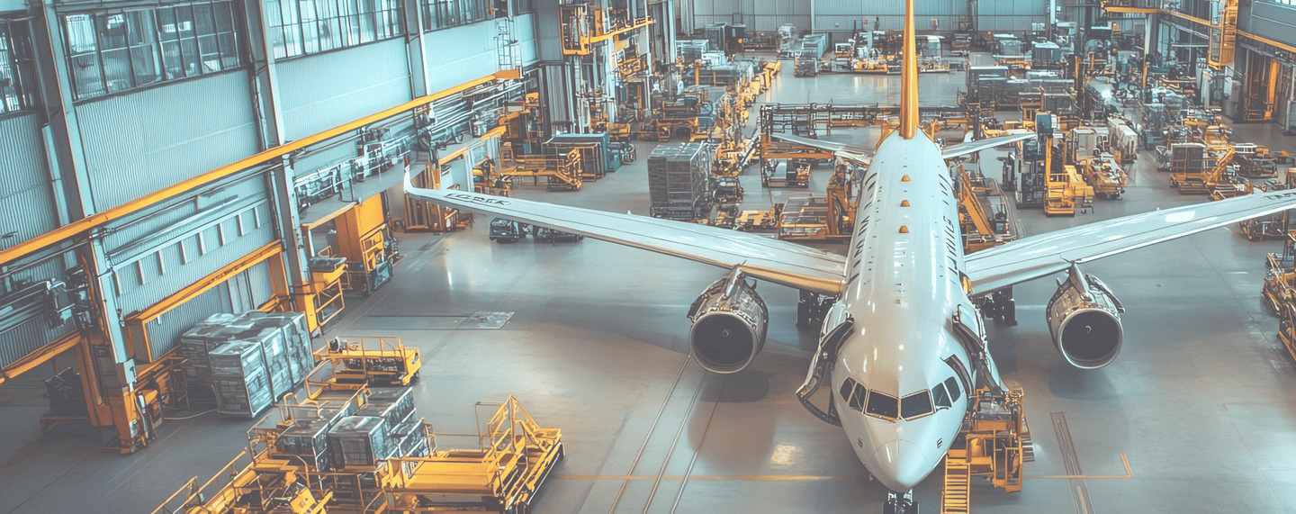 Maintenance d'avion dans un hangar